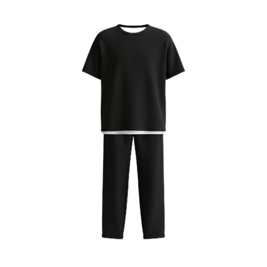 Men's Solid Round Neck Co-ord Set
